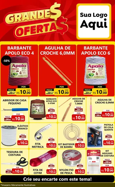Modelo de Encarte para Encarte Grande com o tema Grandes Ofertas para Armarinho e Aviamentos