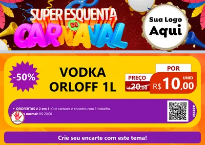 Modelo de Cartaz para Cartaz A4 Horizontal com o tema Super Esquenta de Carnaval para Distribuidora de bebidas
