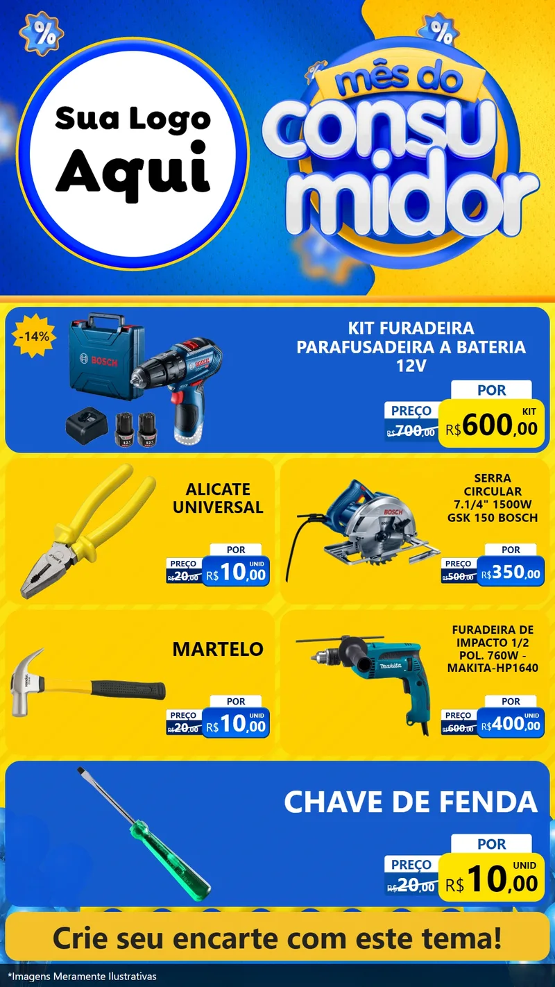 Modelo de TV para TV Vertical com o tema Mês do Consumidor para Maquinas e Ferramentas