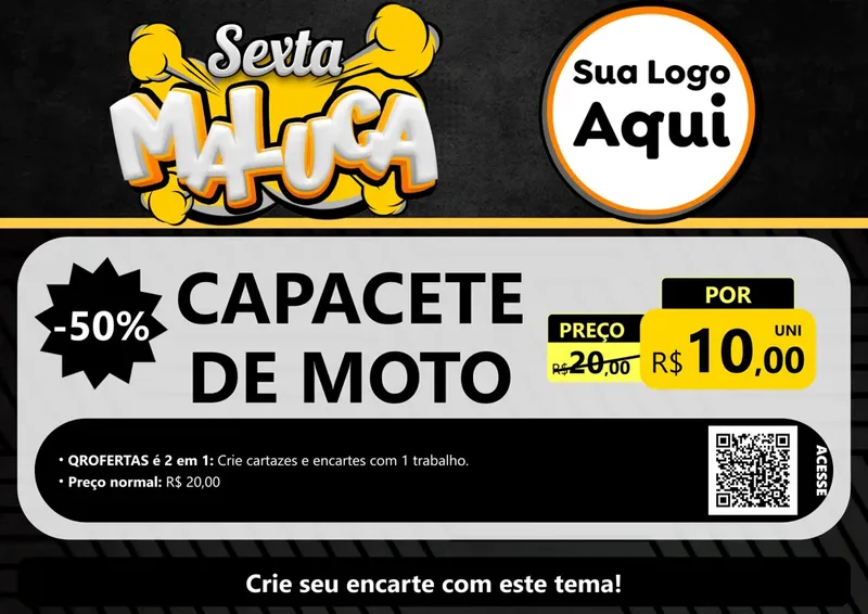 Modelo de Cartaz para Cartaz A4 Horizontal com o tema Sexta Maluca para Moto peças