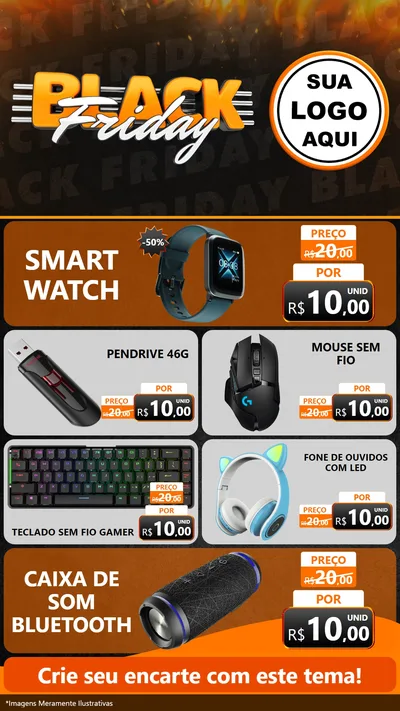 Modelo de TV para TV Vertical com o tema Black Friday para Informática