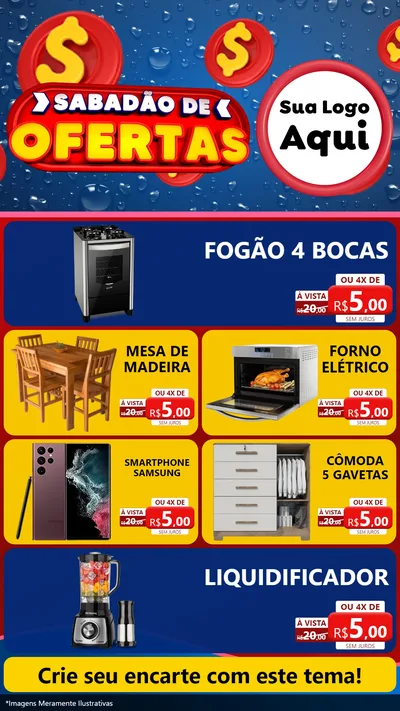 Modelo de TV para TV Vertical com o tema Sabadão de Ofertas para Móveis e Eletro