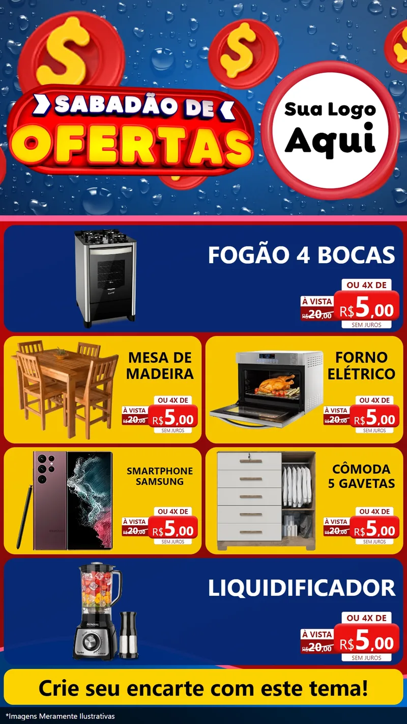 Modelo de TV para TV Vertical com o tema Sabadão de Ofertas para Móveis e Eletro