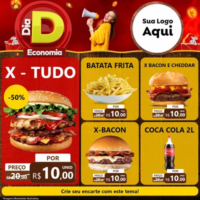 Modelo de Rede Social para Feed Facebook com o tema Dia D Economia para Hamburgueria