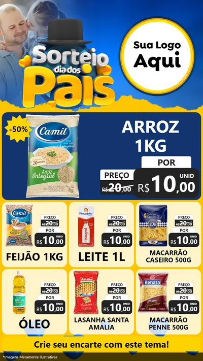 Modelo de Rede Social para Stories com o tema Sorteio Dia Dos Pais para Supermercado