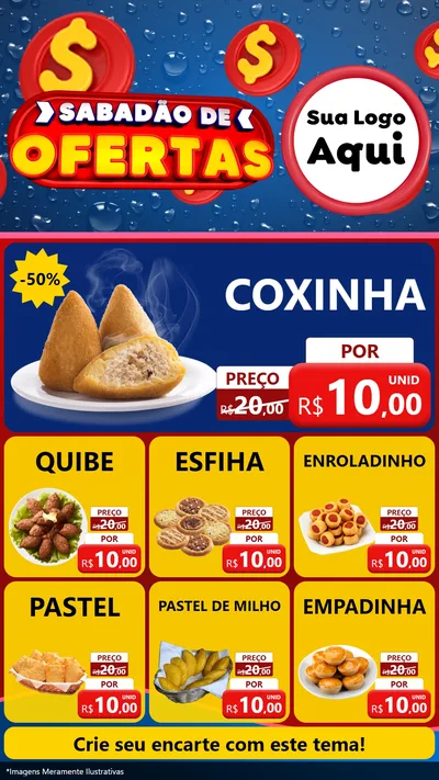 Modelo de Rede Social para Stories com o tema Sabadão de Ofertas para Salgadaria