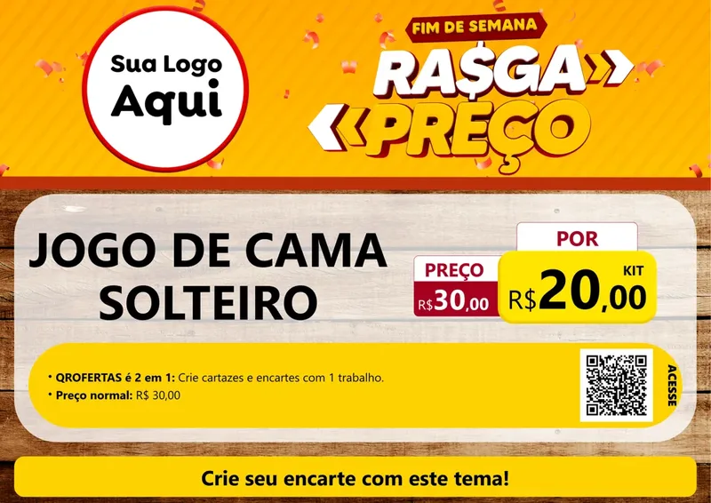 Modelo de Cartaz para Cartaz A4 Horizontal com o tema Fim de Semana Rasga Preços para Cama, Mesa e Banho