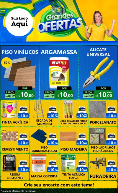Modelo de Encarte para Encarte Grande com o tema Grandes Ofertas para Material para Construção