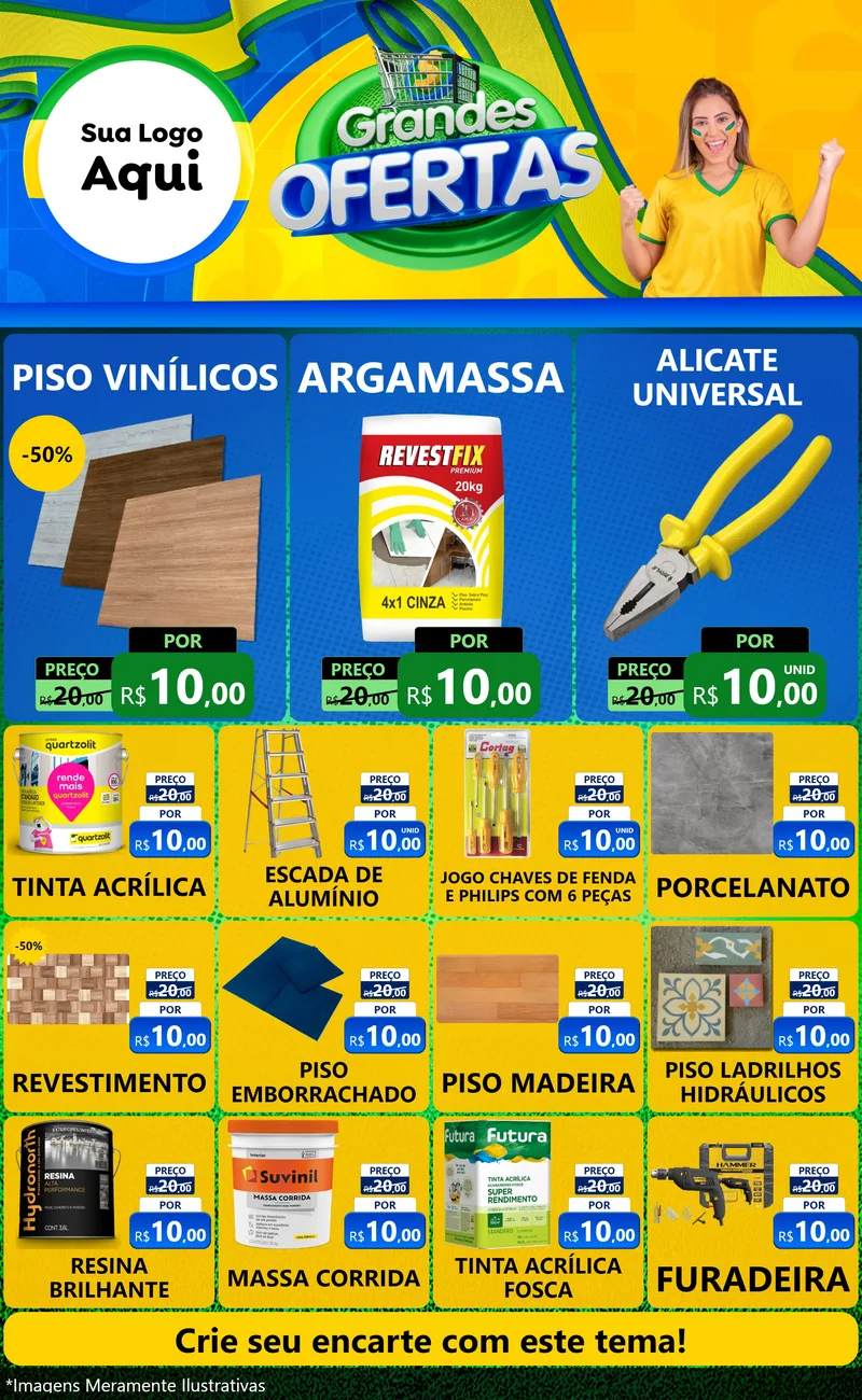 Modelo de Encarte para Encarte Grande com o tema Grandes Ofertas para Material para Construção
