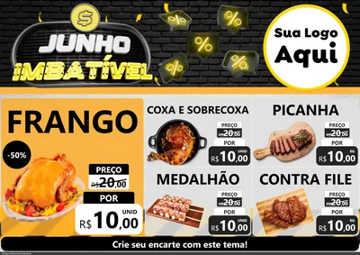Modelo de Encarte para Encarte A4 Horizontal com o tema Junho Imbatível para Assados