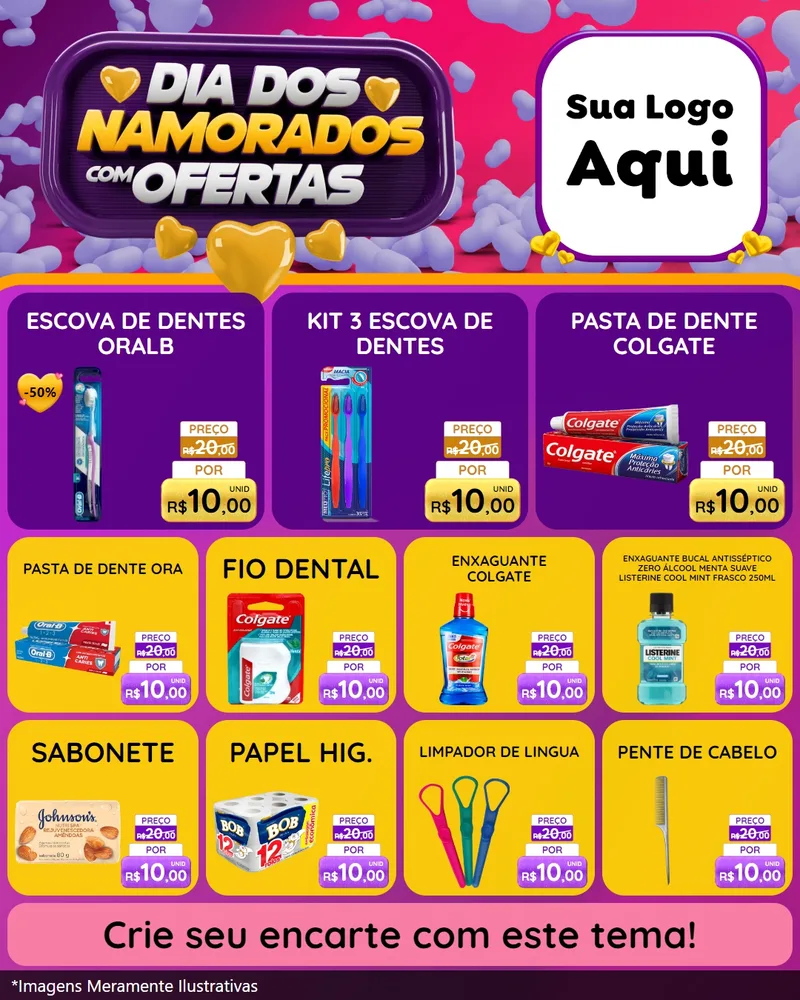 Modelo de Rede Social para Feed Instagram com o tema Dia Dos Namorados Com Ofertas para Higiene Pessoal