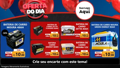 Modelo de TV para TV Horizontal com o tema Oferta do Dia para Baterias Elétricas