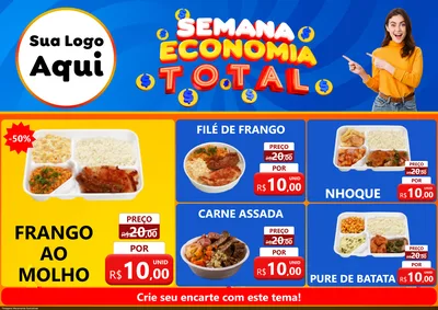 Modelo de Encarte para Encarte A4 Horizontal com o tema Semana Economia Total para Restaurante