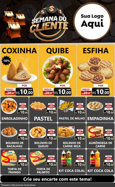 Modelo de Encarte para Encarte Grande com o tema Semana do Cliente para Salgadaria