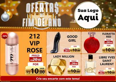 Modelo de Encarte para Encarte A4 Horizontal com o tema Ofertas de Fim de Ano para Perfumes