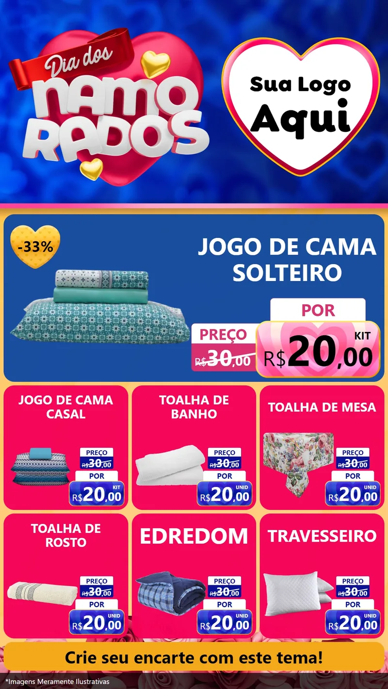 Modelo de Rede Social para Stories com o tema Dia dos namorados para Cama, Mesa e Banho