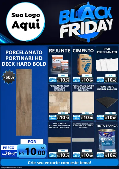 Modelo de Encarte para Encarte A4 Vertical com o tema Black Friday para Pisos e revestimentos