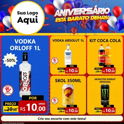 Modelo de Rede Social para Feed Facebook com o tema Aniversário para Distribuidora de bebidas