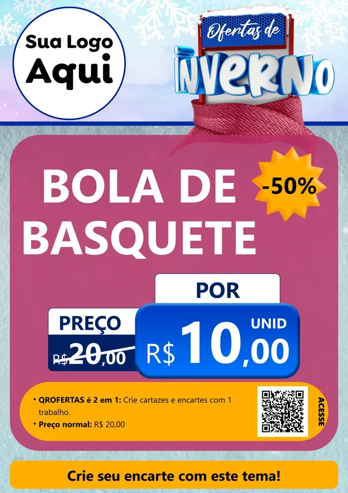 Modelo de Cartaz para Cartaz A4 Vertical com o tema Ofertas de Inverno para Artigos Esportivos