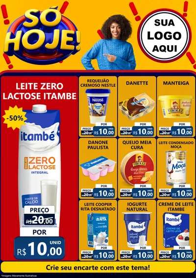 Modelo de Encarte para Encarte A4 Vertical com o tema Só Hoje! para Frios e Laticínios