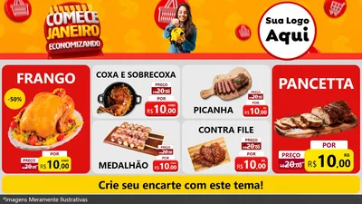Modelo de TV para TV Horizontal com o tema Comece Janeiro Economizando para Assados