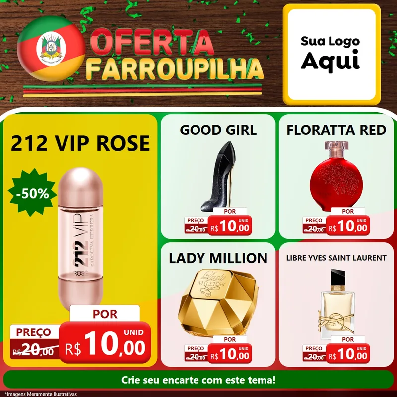 Modelo de Rede Social para Feed Facebook com o tema Oferta Farroupilha para Perfumes