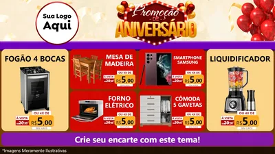 Modelo de TV para TV Horizontal com o tema Promoção de Aniversário para Móveis e Eletro