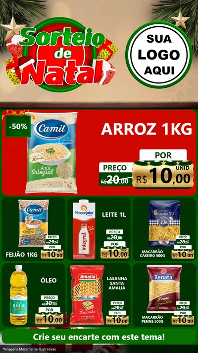 Modelo de Rede Social para Stories com o tema Sorteio de Natal para Supermercado