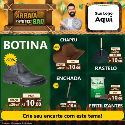 Modelo de Rede Social para Feed Facebook com o tema Arraiá do preço bão para Agropecuária