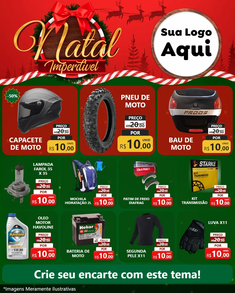 Modelo de Rede Social para Feed Instagram com o tema Natal Imperdível para Moto peças