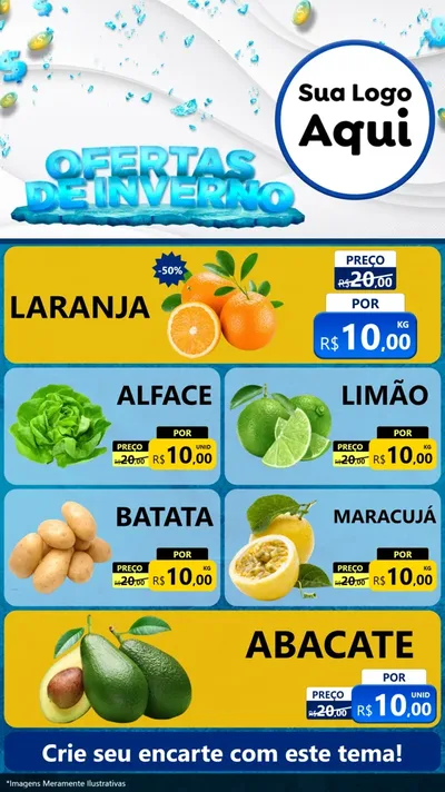 Modelo de TV para TV Vertical com o tema Ofertas de Inverno para Hortifrúti
