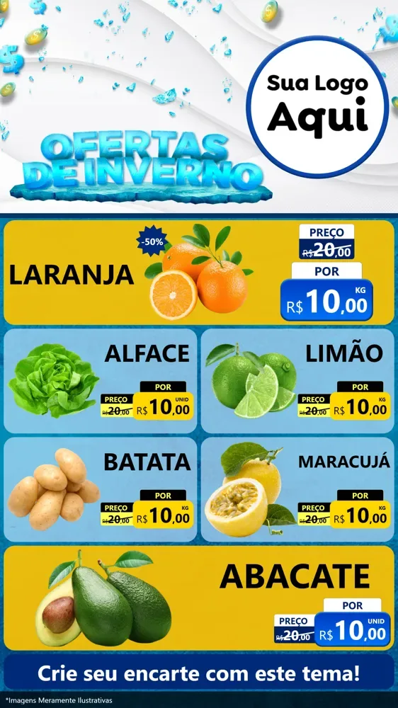 Modelo de TV para TV Vertical com o tema Ofertas de Inverno para Hortifrúti