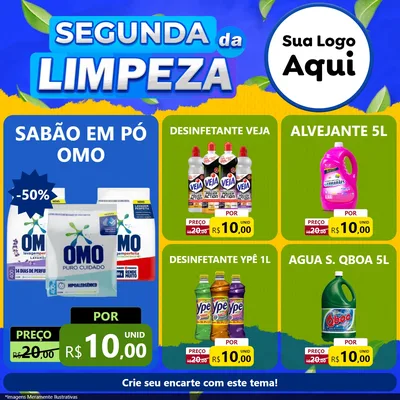 Modelo de Rede Social para Feed Facebook com o tema Segunda da Limpeza para Produtos de Limpeza