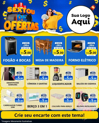 Modelo de Rede Social para Feed Instagram com o tema Sextou de Ofertas para Móveis e Eletro
