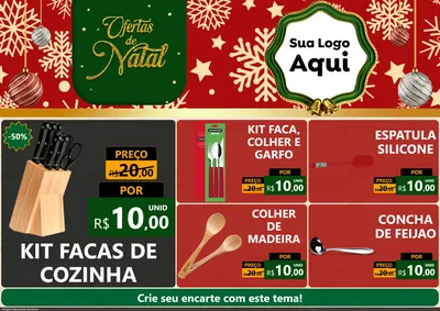 Modelo de Encarte para Encarte A4 Horizontal com o tema Natal de Ofertas para Utilidades Domésticas