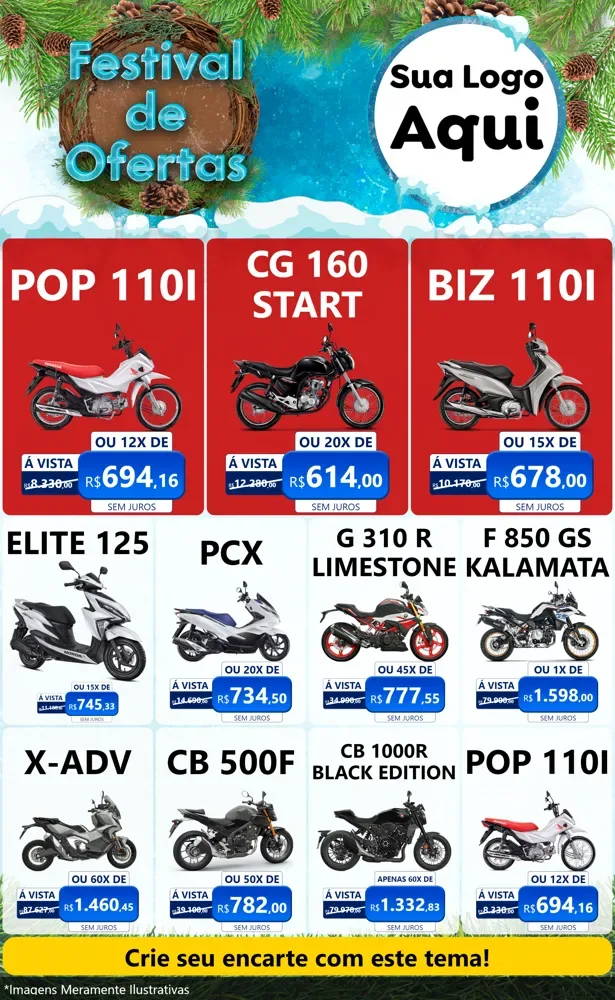 Modelo de Encarte para Encarte Grande com o tema Festival de Ofertas - Inverno para Concessionaria de Motos