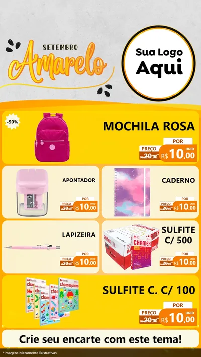 Modelo de TV para TV Vertical com o tema Setembro Amarelo para Papelaria