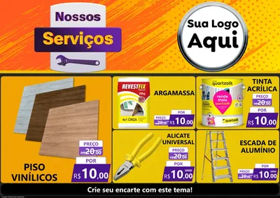 Modelo de Encarte para Encarte A4 Horizontal com o tema Nossos Serviços para Material para Construção