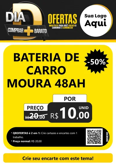 Modelo de Cartaz para Cartaz A4 Vertical com o tema Dia D Mais Economia para Baterias Elétricas