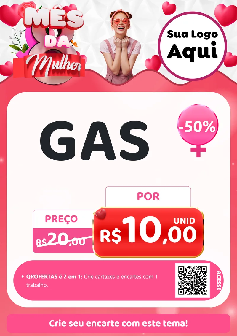 Modelo de Cartaz para Cartaz A4 Vertical com o tema Mês da Mulher para Água e gás