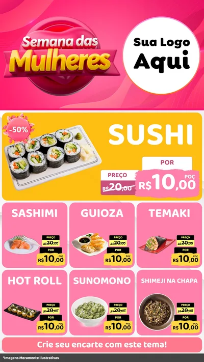 Modelo de Rede Social para Stories com o tema Semana das Mulheres para Comida japonesa