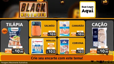 Modelo de TV para TV Horizontal com o tema Black November para Peixaria
