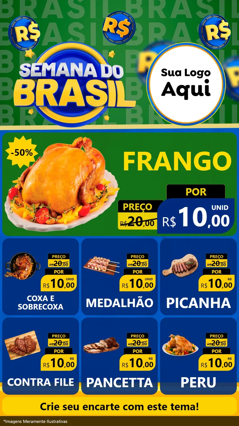 Modelo de Rede Social para Stories com o tema Semana Do Brasil para Assados