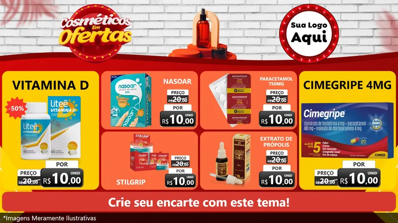 Modelo de TV para TV Horizontal com o tema Cosméticos em Ofertas para Farmácia