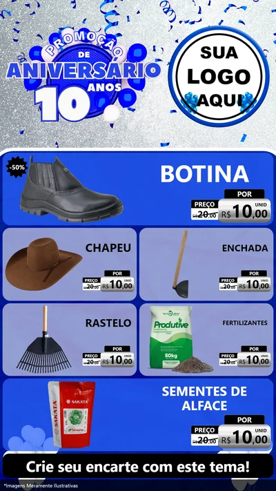 Modelo de TV para TV Vertical com o tema Promoção de Aniversário - 10 Anos para Agropecuária