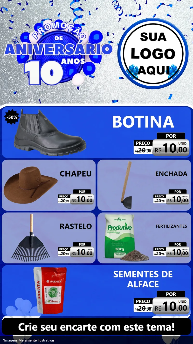 Modelo de TV para TV Vertical com o tema Promoção de Aniversário - 10 Anos para Agropecuária