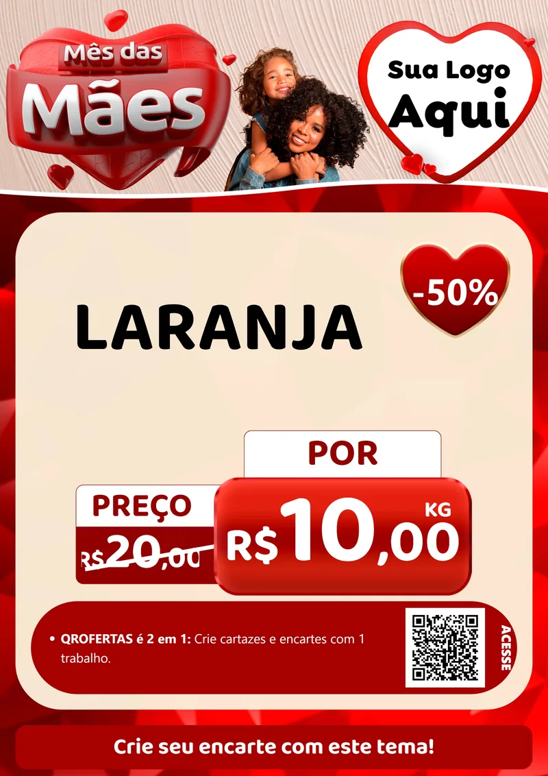 Modelo de Cartaz para Cartaz A4 Vertical com o tema Mês das Mães para Hortifrúti