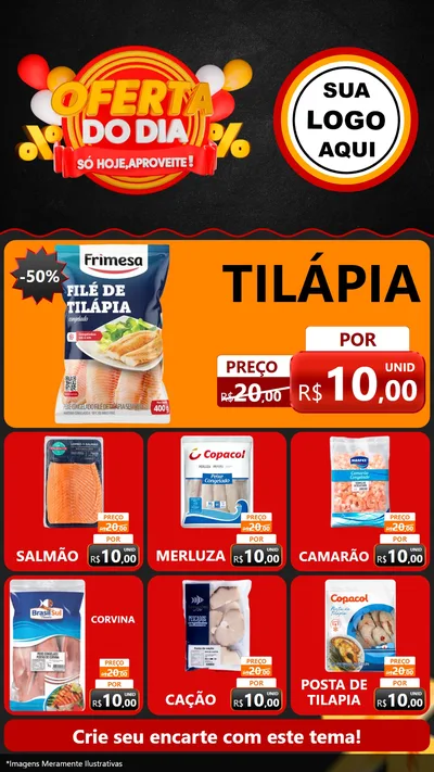 Modelo de Rede Social para Stories com o tema Oferta do Dia - Só hoje, Aproveite! para Peixaria