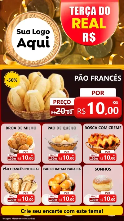 Modelo de Rede Social para Stories com o tema Terça do Real para Padaria