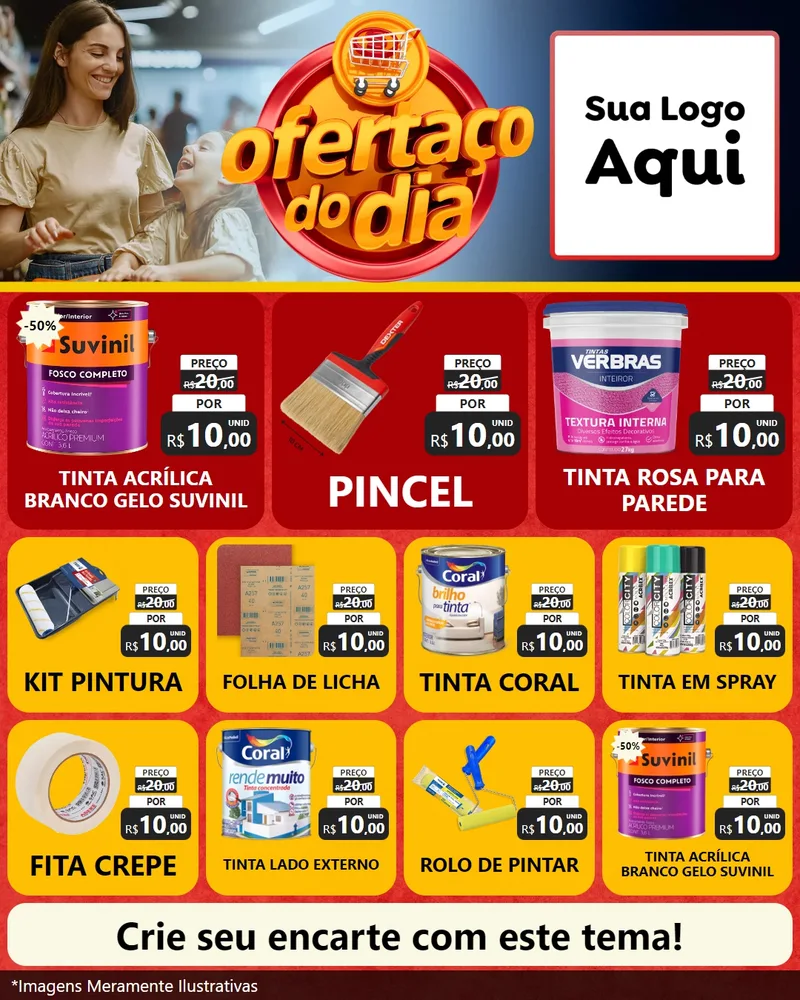 Modelo de Rede Social para Feed Instagram com o tema Ofertaço Do Dia para Tintas e Ferramentas